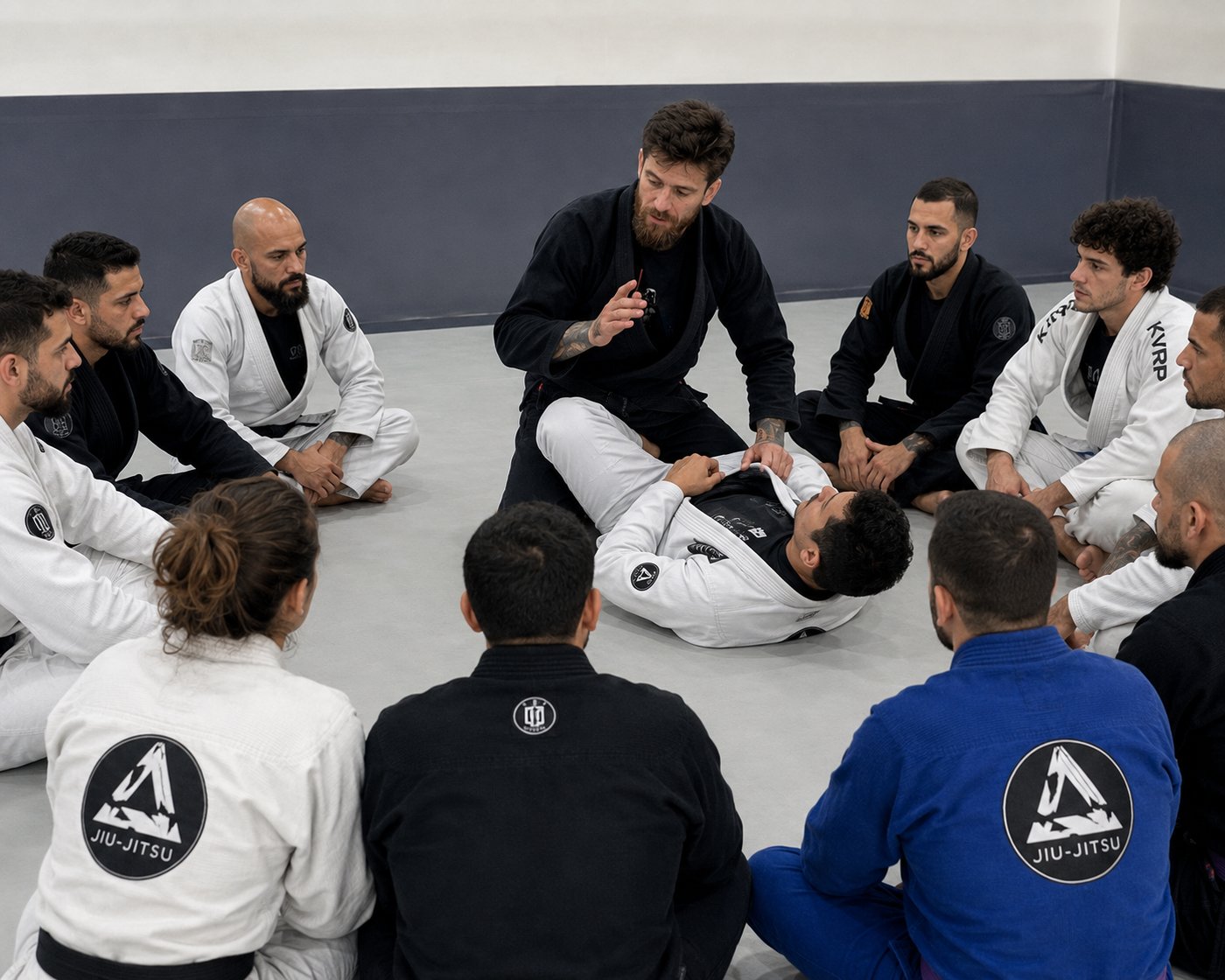 Marco Andrezzo teaching a Brazilian Jiu-Jitsu class on the mat